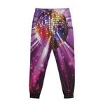 Purple Light Disco Ball Print Sweatpants