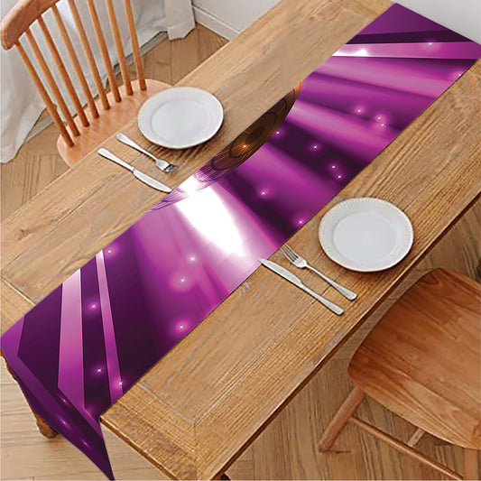 Purple Light Disco Ball Print Table Runner
