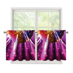 Purple Light Disco Ball Print Tier Curtains