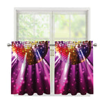 Purple Light Disco Ball Print Tier Curtains