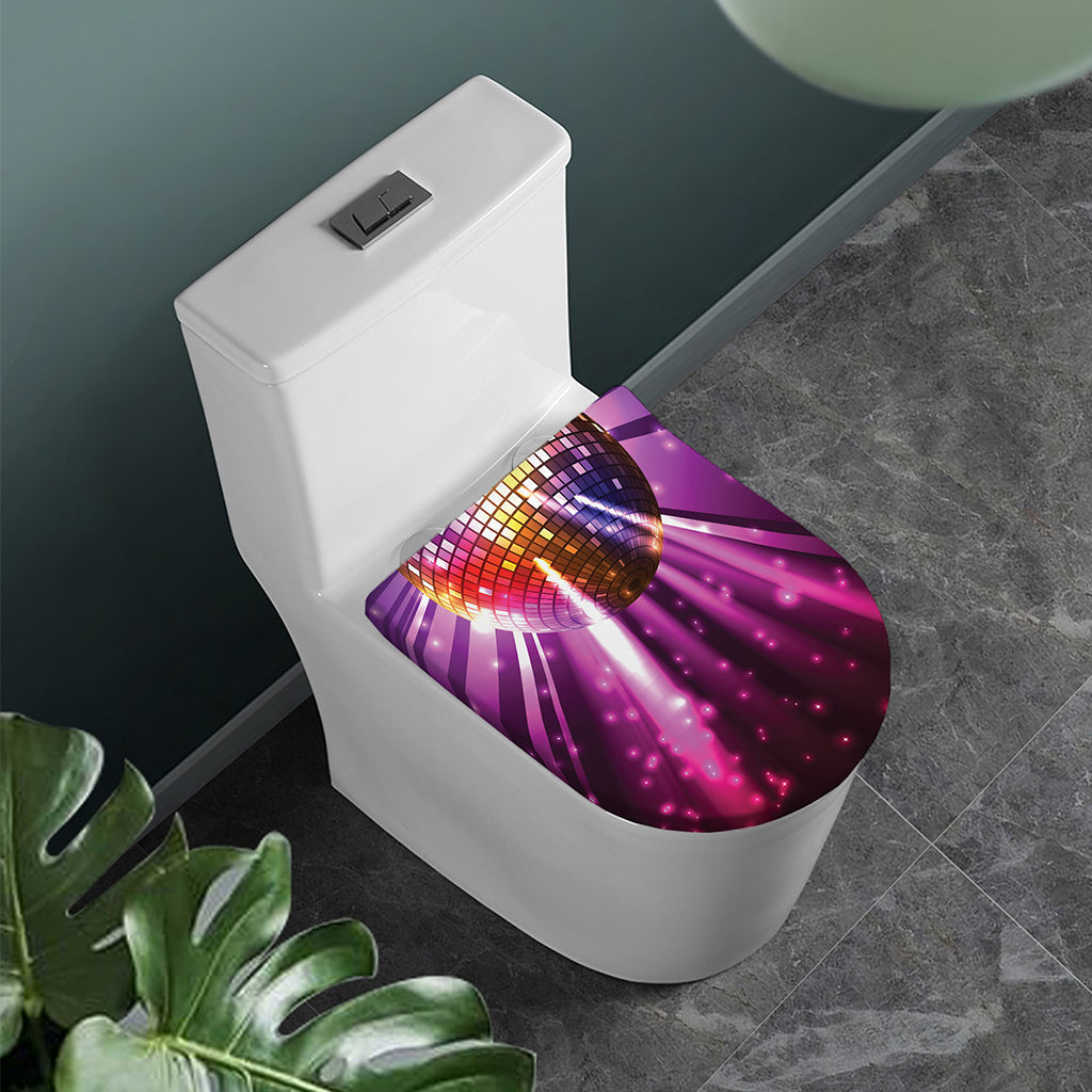 Purple Light Disco Ball Print Toilet Lid Cover