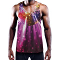 Purple Light Disco Ball Print Men's Workout Tank Top