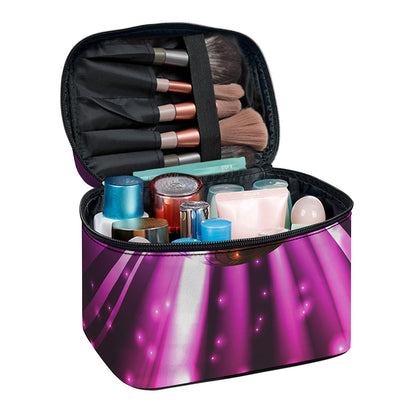 Purple Light Disco Ball Print Travel Makeup Bag