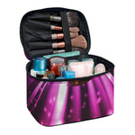 Purple Light Disco Ball Print Travel Makeup Bag