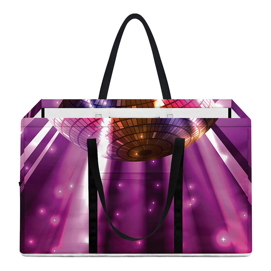 Purple Light Disco Ball Print Utility Tote Bag