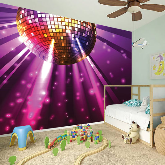 Purple Light Disco Ball Print Wall Sticker