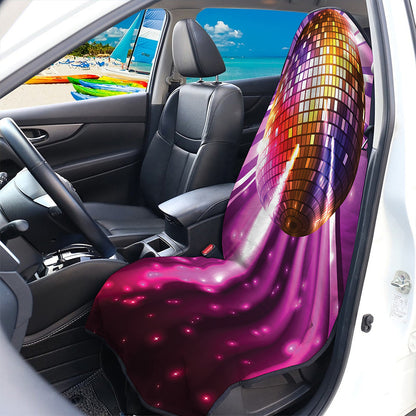 Purple Light Disco Ball Print Waterproof Car Seat Cover