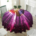 Purple Light Disco Ball Print Waterproof Round Tablecloth