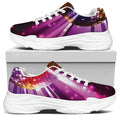 Purple Light Disco Ball Print White Chunky Shoes