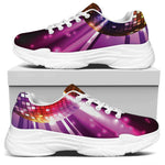 Purple Light Disco Ball Print White Chunky Shoes