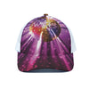 Purple Light Disco Ball Print White Mesh Trucker Cap