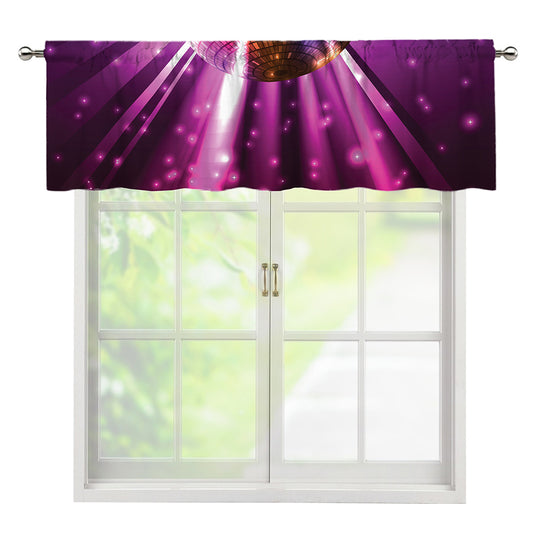 Purple Light Disco Ball Print Window Valance