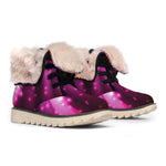 Purple Light Disco Ball Print Winter Boots