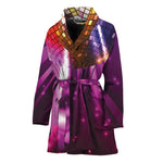Purple Light Disco Ball Print Women's Bathrobe