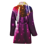 Purple Light Disco Ball Print Women's Bathrobe