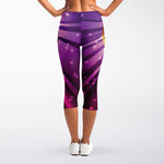 Purple Light Disco Ball Print Women's Capri Leggings