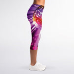 Purple Light Disco Ball Print Women's Capri Leggings