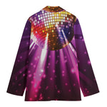 Purple Light Disco Ball Print Women's Cotton Blazer