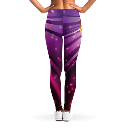 Purple Light Disco Ball Print Women's Leggings
