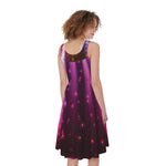 Purple Light Disco Ball Print Women's Sleeveless Dress