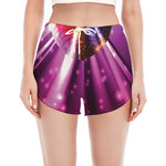 Purple Light Disco Ball Print Women's Split Running Shorts