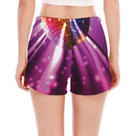Purple Light Disco Ball Print Women's Split Running Shorts