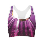 Purple Light Disco Ball Print Women's Sports Bra