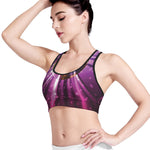 Purple Light Disco Ball Print Women's Sports Bra