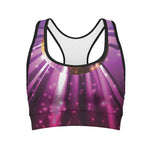Purple Light Disco Ball Print Women's Sports Bra