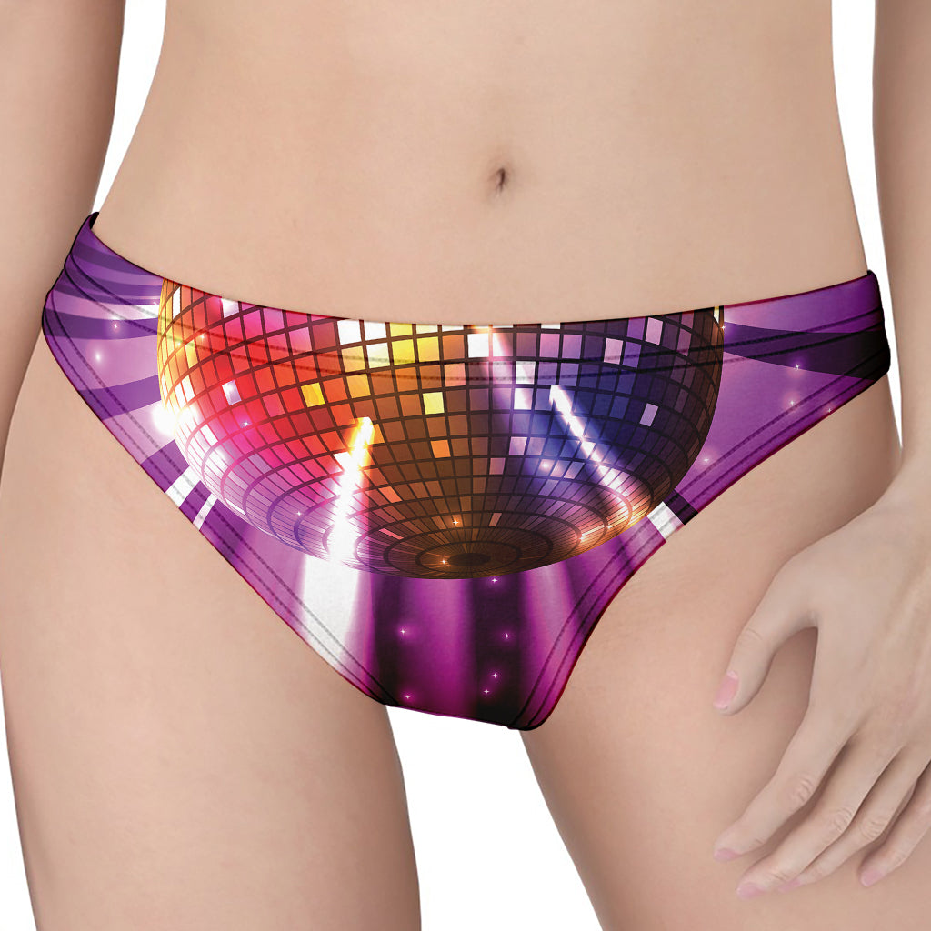 Purple Light Disco Ball Print Women's Thong