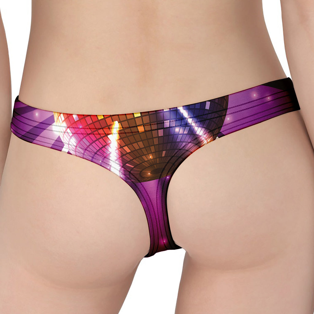 Purple Light Disco Ball Print Women's Thong