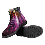 Purple Light Disco Ball Print Work Boots