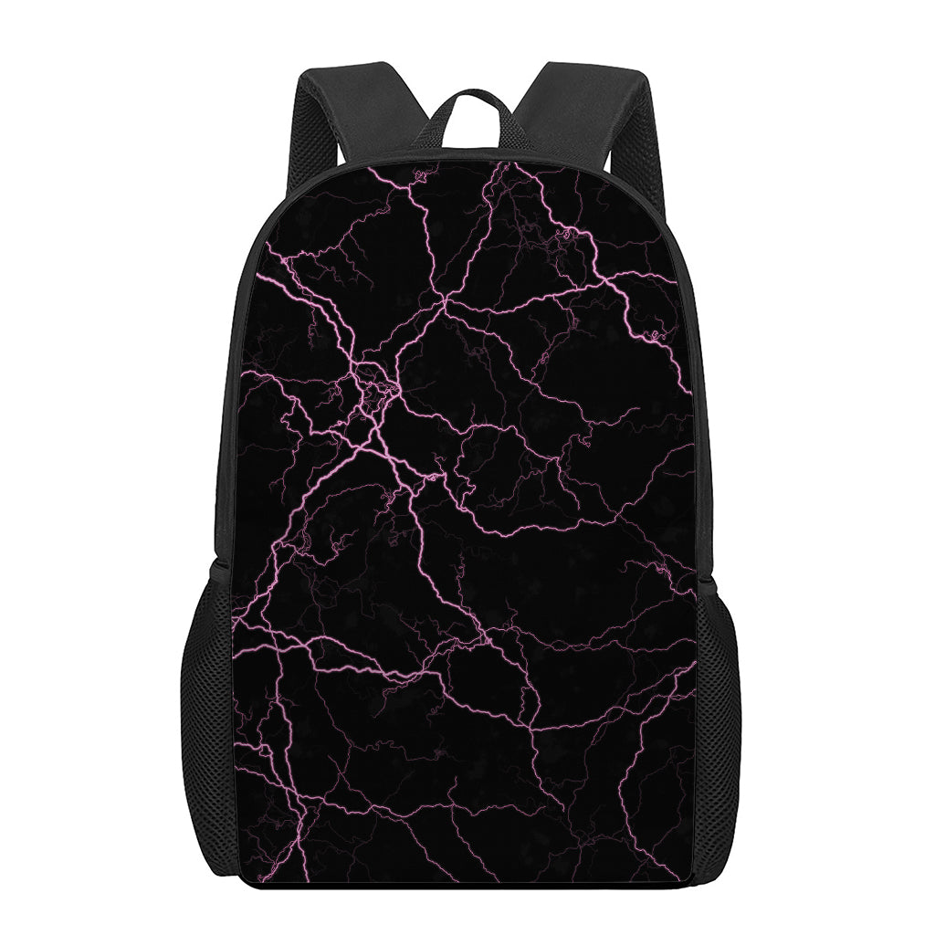 Purple Lightning Print 17 Inch Backpack