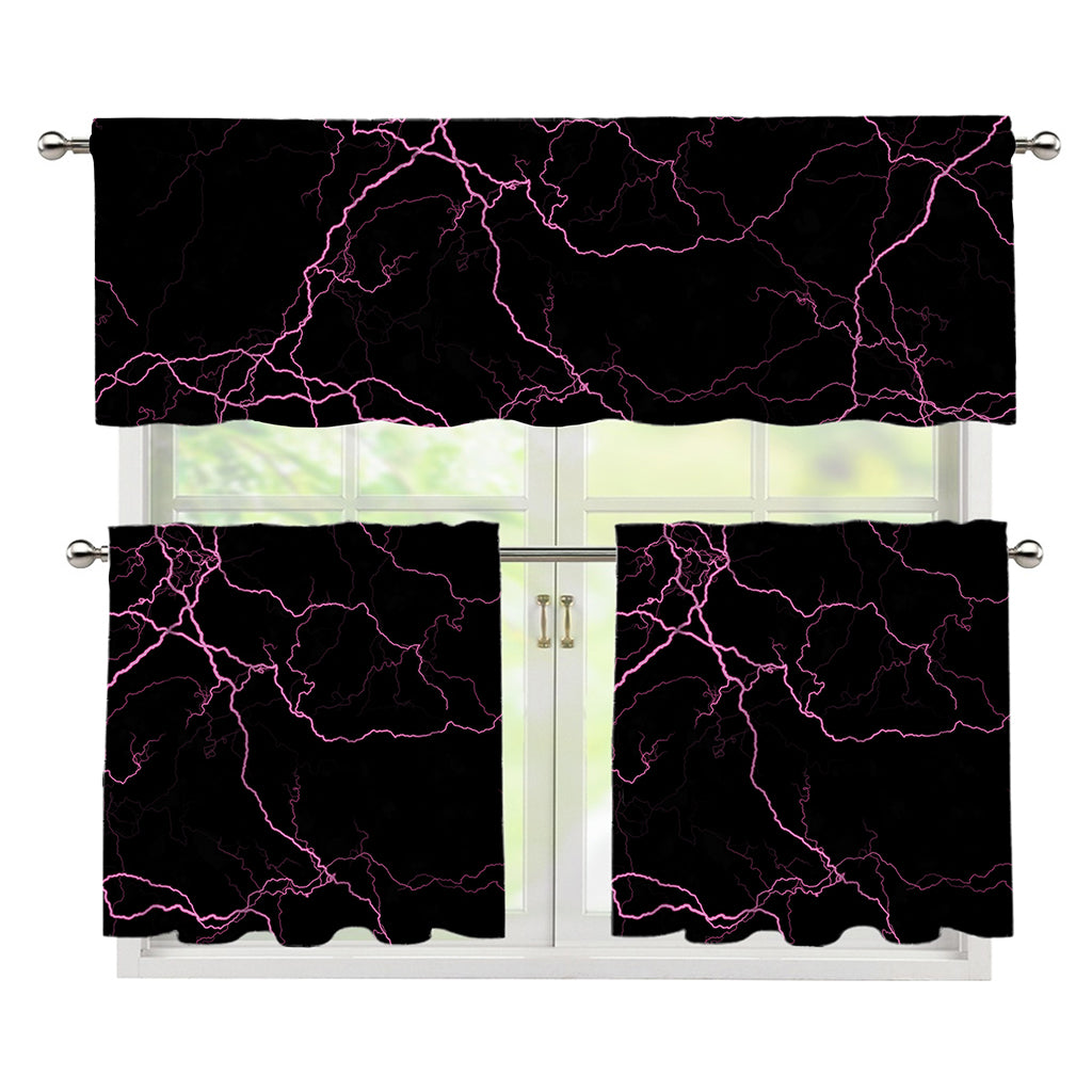 Purple Lightning Print 3 Piece Kitchen Curtains