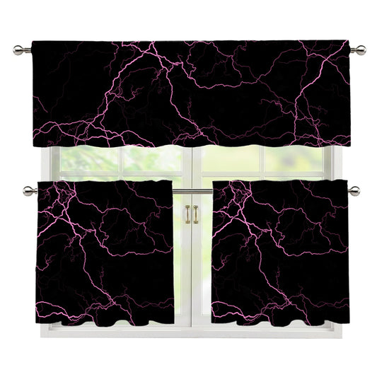 Purple Lightning Print 3 Piece Kitchen Curtains