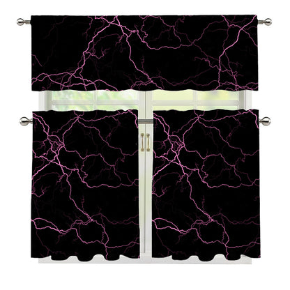Purple Lightning Print 3 Piece Kitchen Curtains
