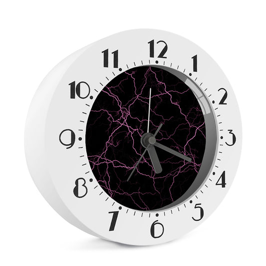 Purple Lightning Print Alarm Clock