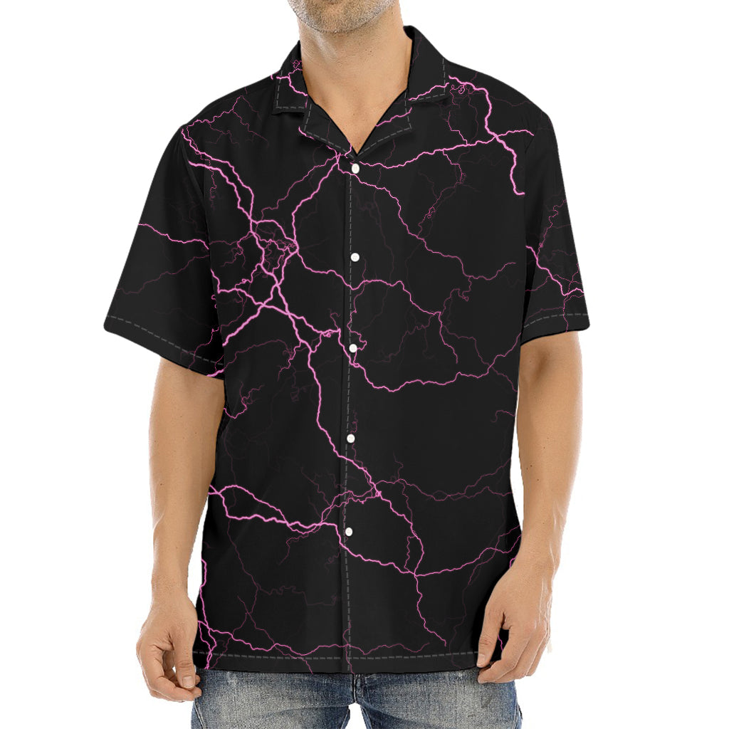 Purple Lightning Print Aloha Shirt