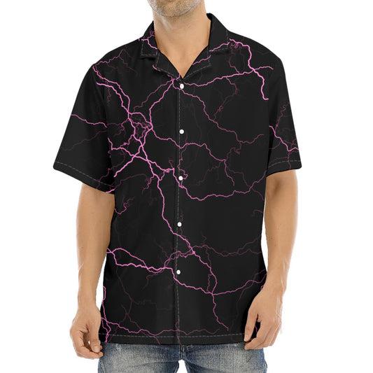 Purple Lightning Print Aloha Shirt