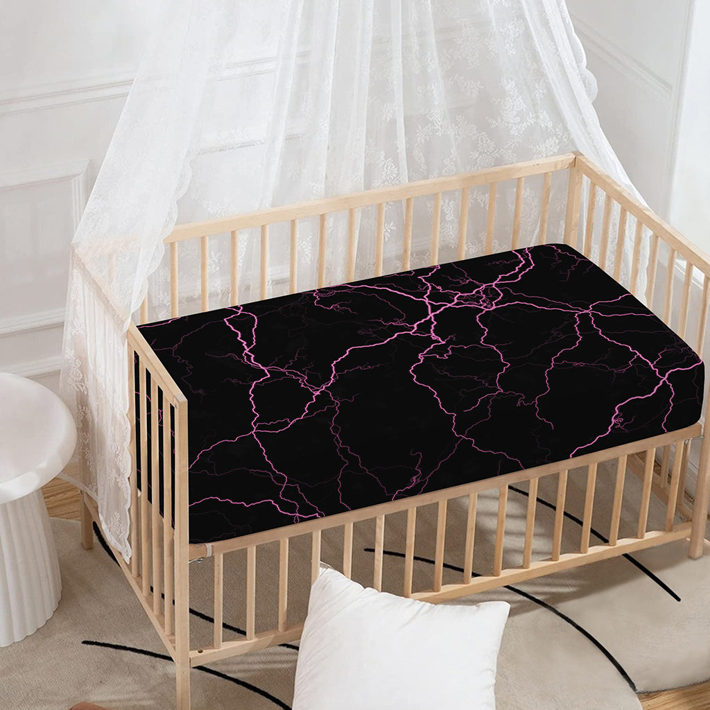 Purple Lightning Print Baby Crib Sheet