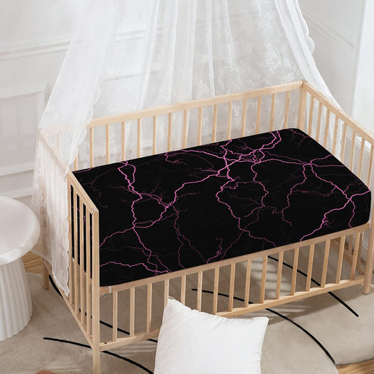Purple Lightning Print Baby Crib Sheet