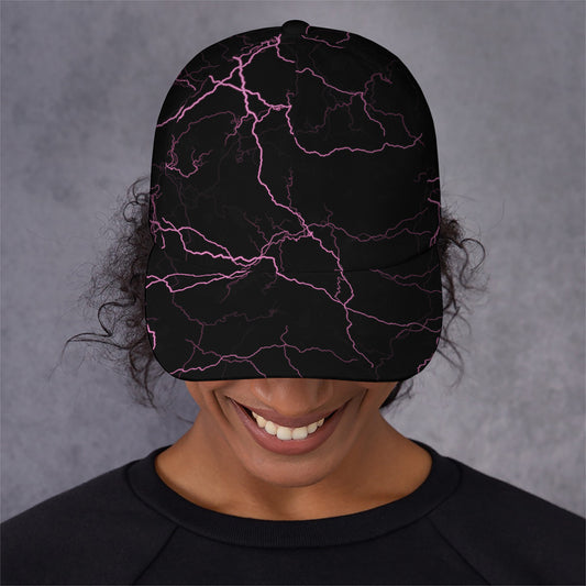 Purple Lightning Print Baseball Cap