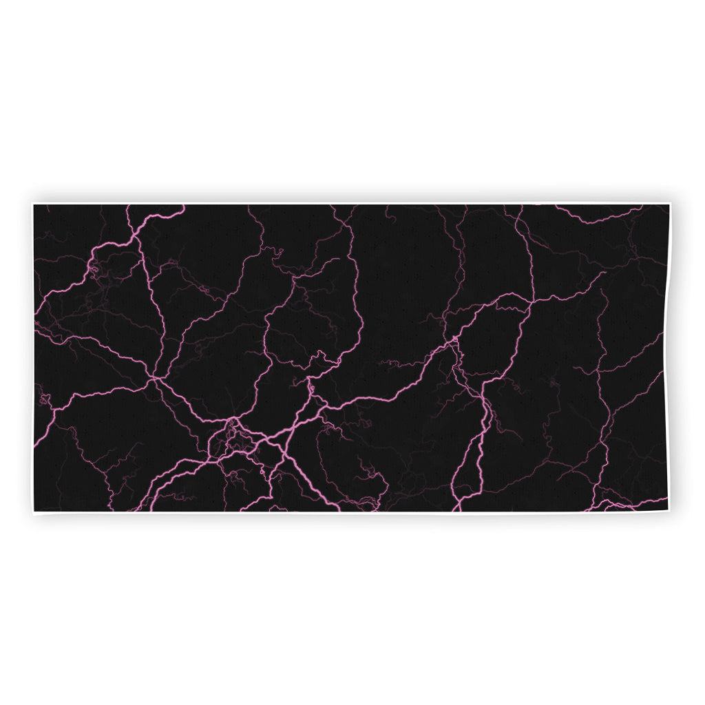Purple Lightning Print Beach Towel