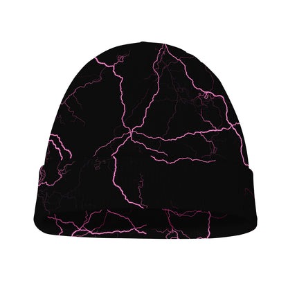 Purple Lightning Print Beanie