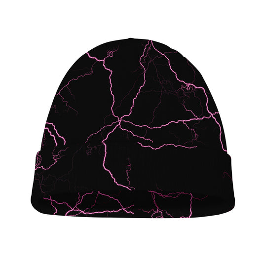Purple Lightning Print Beanie