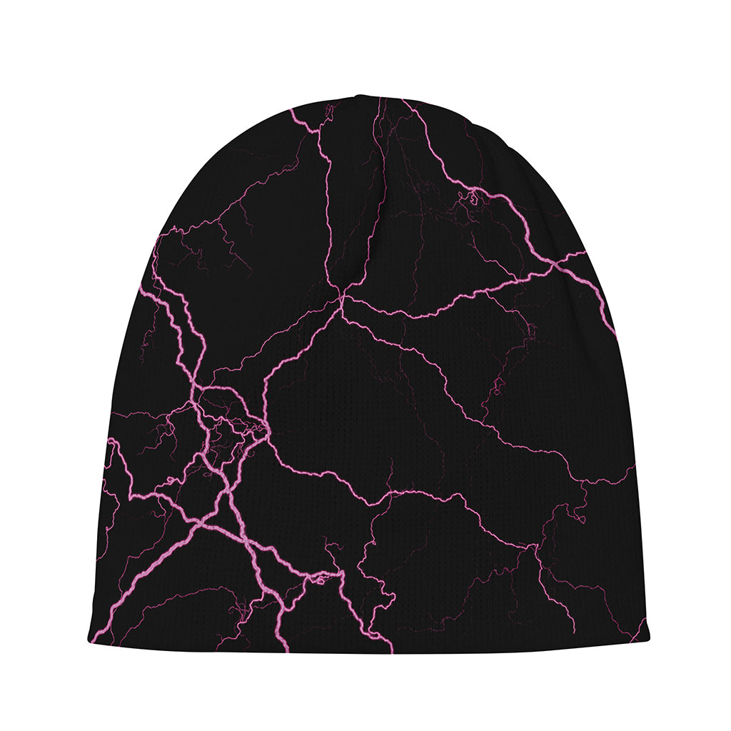 Purple Lightning Print Beanie