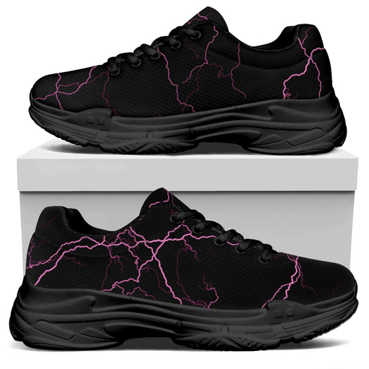 Purple Lightning Print Black Chunky Shoes