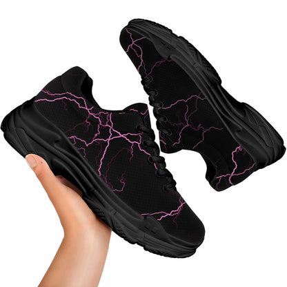 Purple Lightning Print Black Chunky Shoes