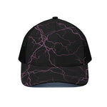 Purple Lightning Print Black Mesh Trucker Cap