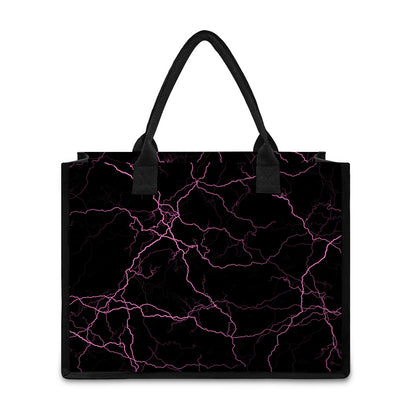 Purple Lightning Print Canvas Tote Bag